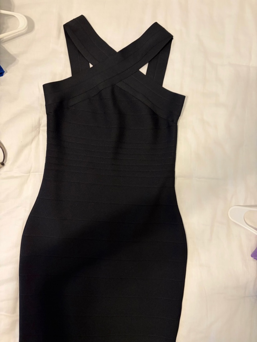 Black Cross-Strap Midi Bodycon Dress - Women